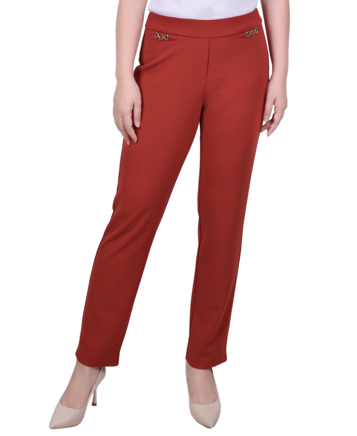Ny Collection Petite Scuba Crepe Ankle Pants In Bossanova