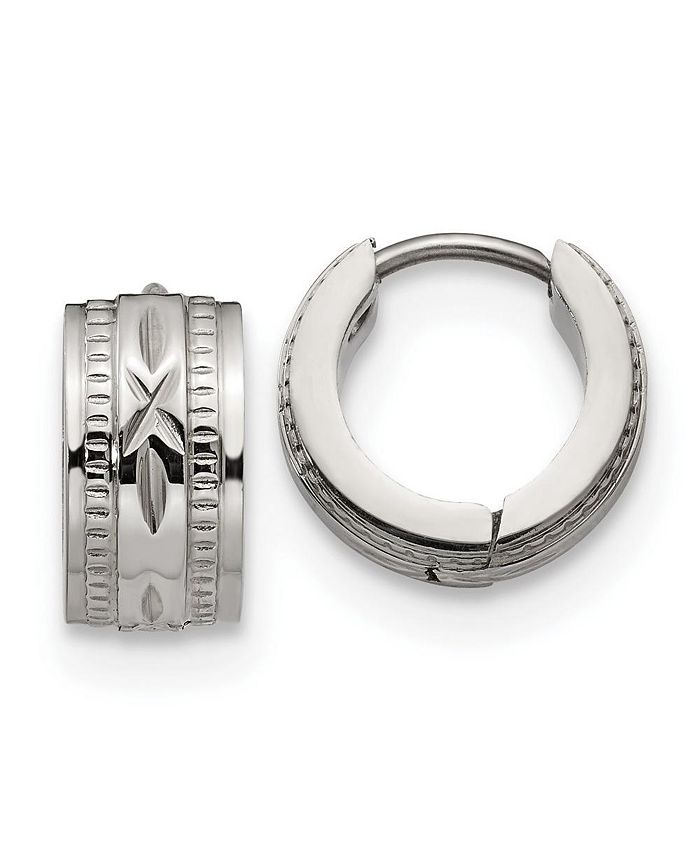 Chisel Stainless Steel Polished and Textured Hinged Hoop Earrings Macy's