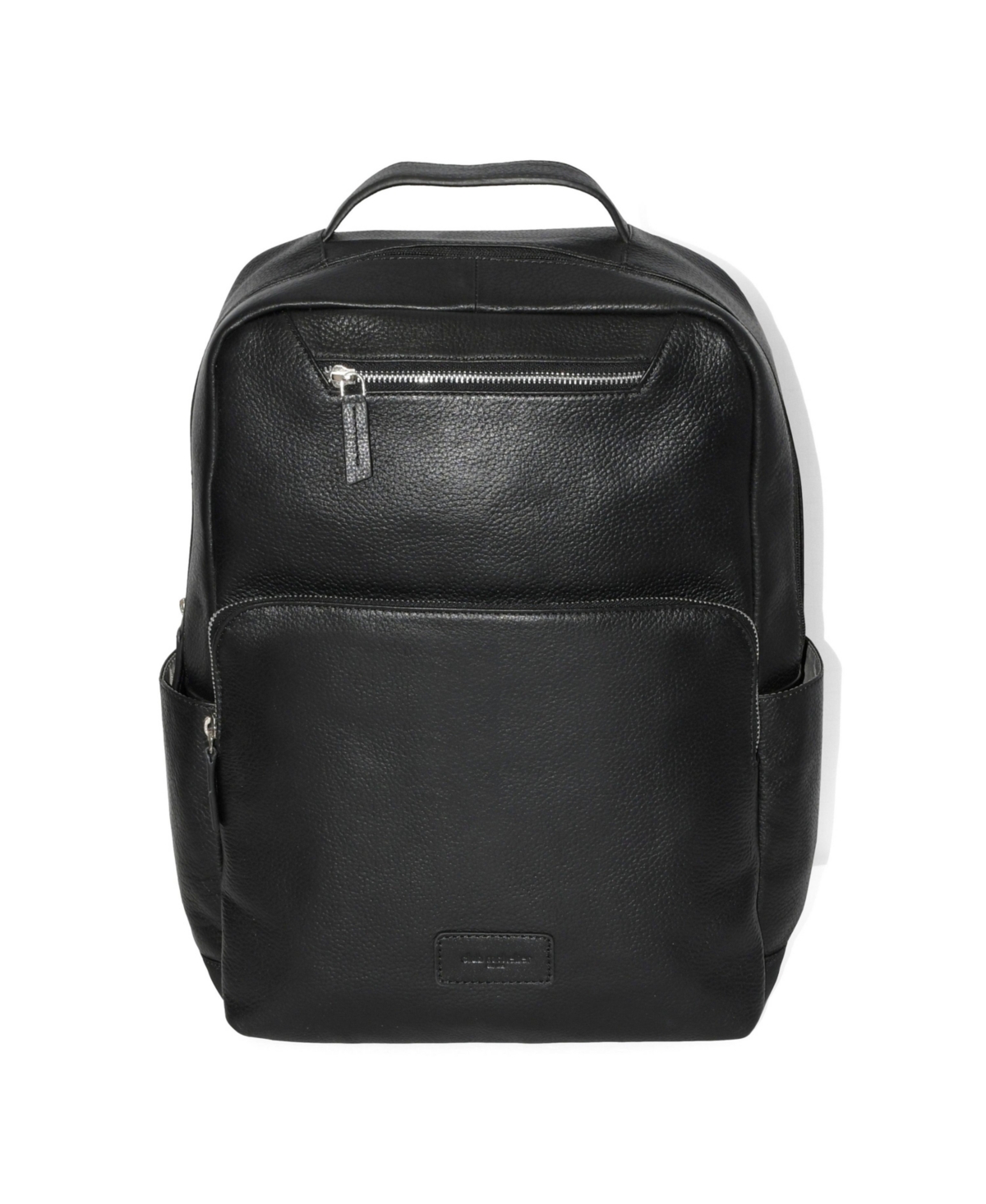 Leather Dual Front Organizer Backpack - Black