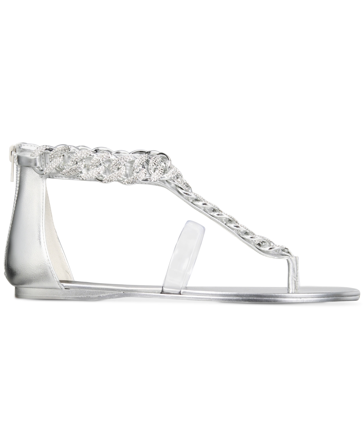 Shop Aaj By Aminah Aurora Women's Crystal Chain Flat Sandals In Silver