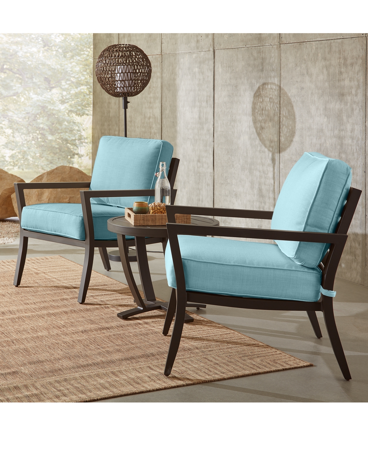 Shop Agio Astaire Outdoor 3-pc Lounge Chair Set (2 Lounge Chairs + 1 End Table) In Spa Light Blue