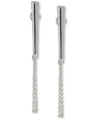 Lucky Brand - Silver-Tone Bar & Chain Linear Drop Earrings