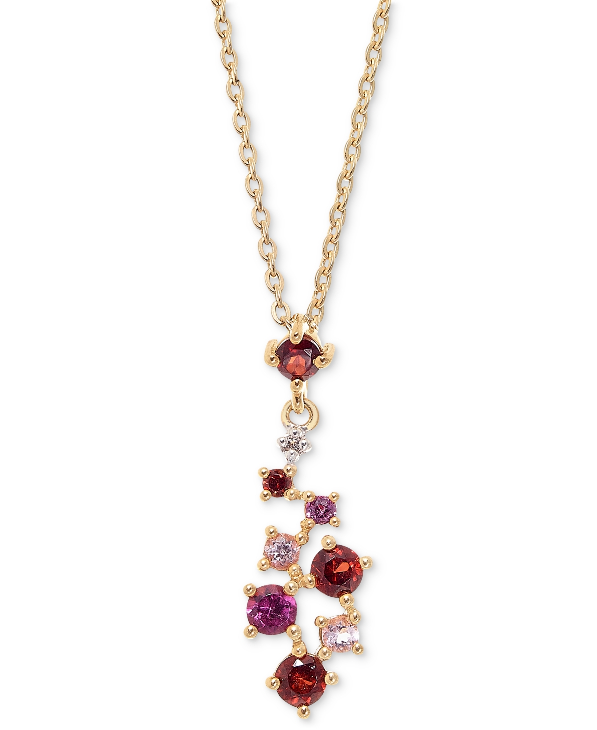 Macy's Multi-gemstone (5/8 Ct. T.w.) Cluster Pendant Necklace In 14k Gold Over Sterling Silver, 18"