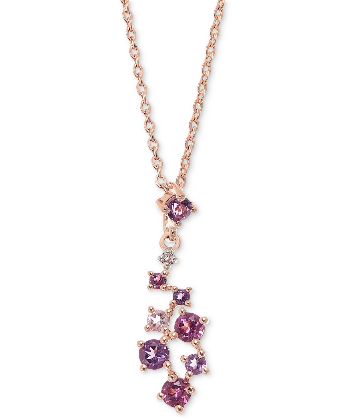 Macy's Multi-gemstone (5/8 Ct. T.w.) Cluster Pendant Necklace In 14k Gold Over Sterling Silver, 18" In Rose Gold