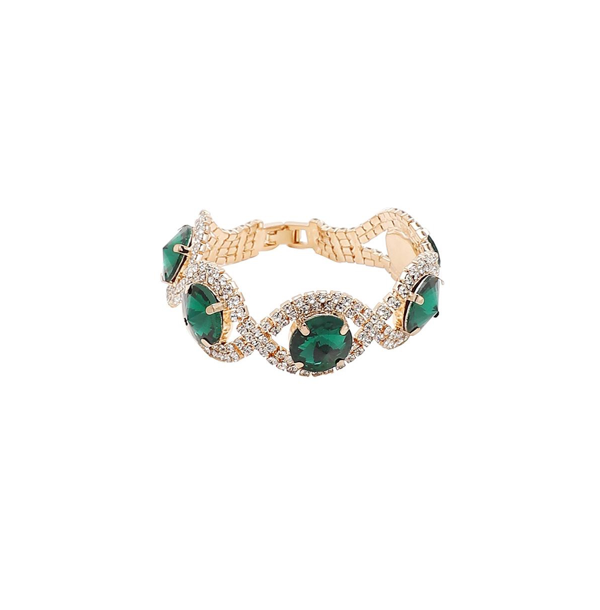 Women's Green Embellished Twist Bracelet - Green