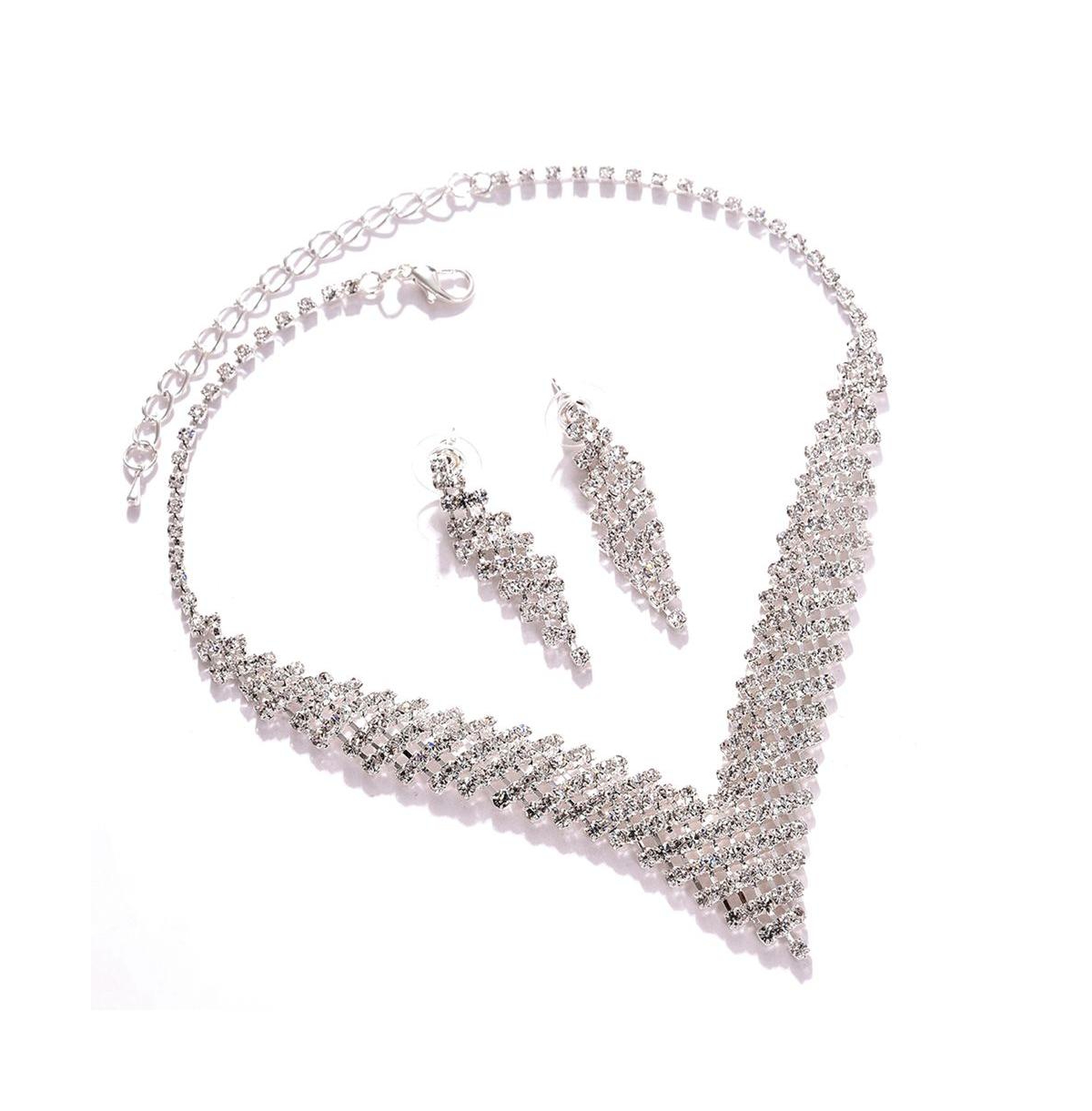 Women's Silver Bling Cluster Jewelry Set - Silver