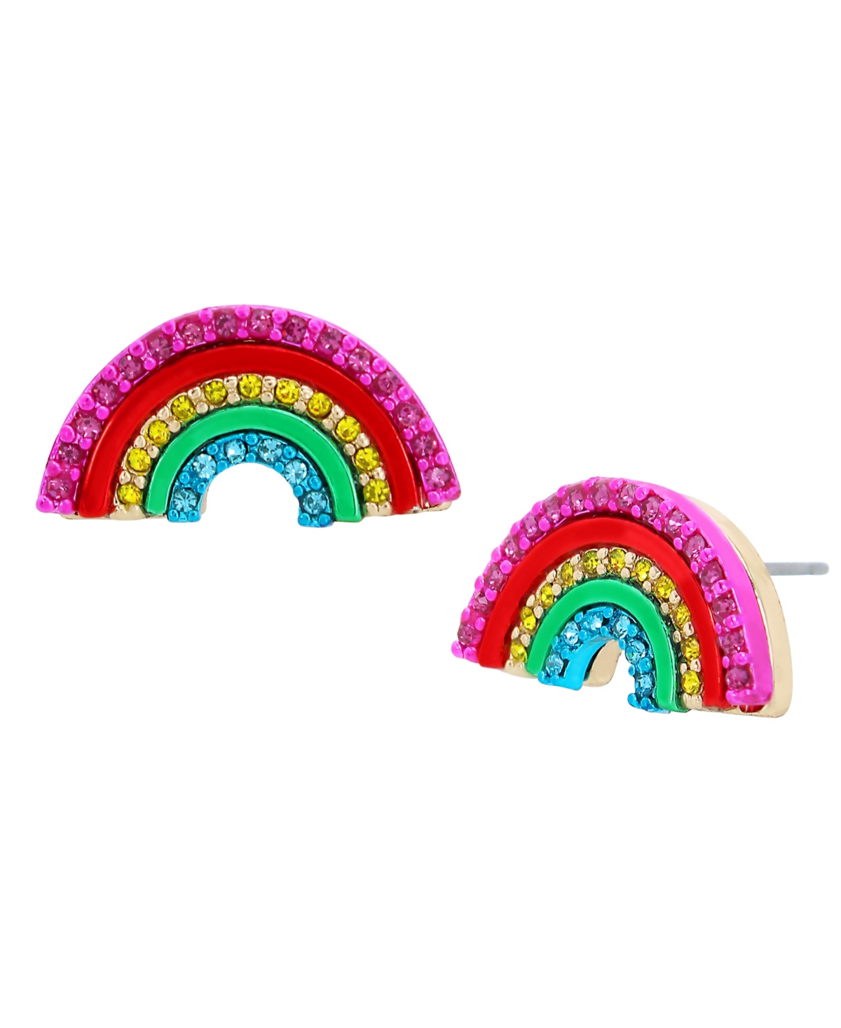 Betsey Johnson Faux Stone Rainbow Stud Earrings In Rainbow,gold