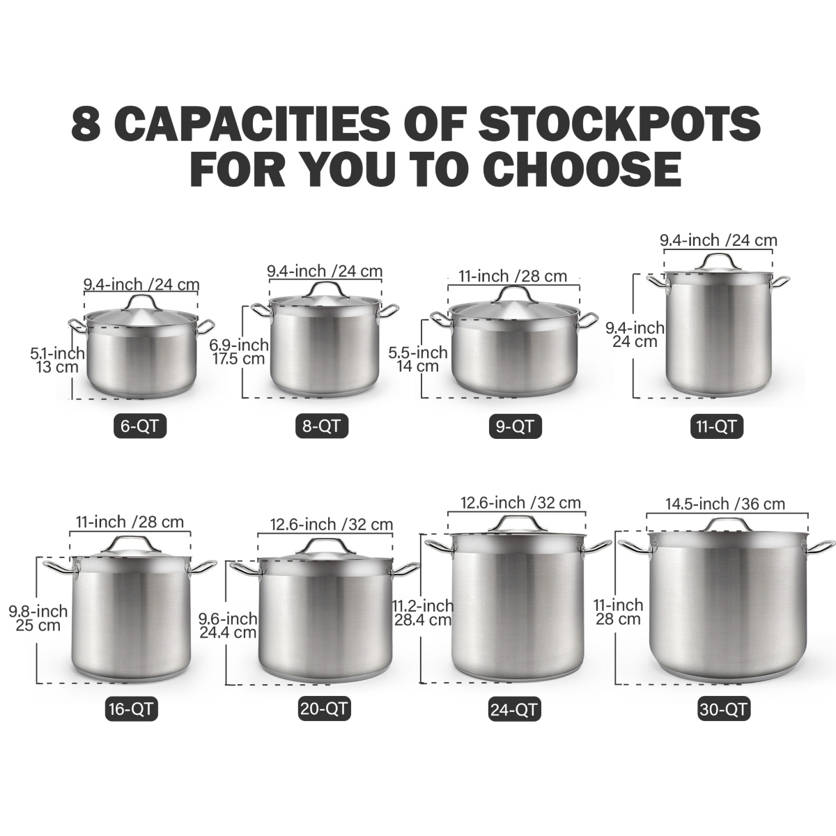 Cooks Standard 6-Quart Stock Pot with Lid, Professional 18/10 Stainless Steel Stockpot Dutch Oven Casserole Cooking Pot, Ollas de Cocina, Compatible w