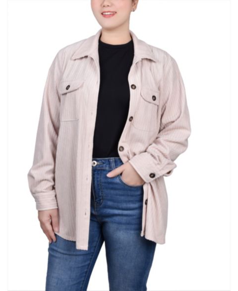 Женские куртки NY Collection Long Sleeve Corduroy Shirt Jacket