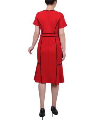 Women's Short Sleeve Piped Detail Dress