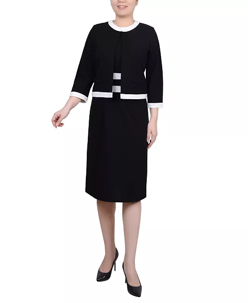 women's elbow sleeve colorblocked dress, 2 piece set