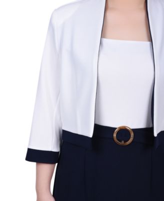 Women's 3/4 Sleeve Colorblocked Dress, 2 Piece Set