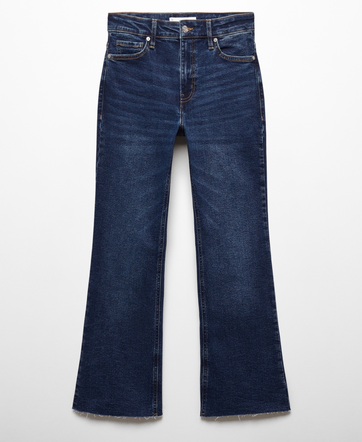 Mango Crop Flared Jeans Medium Vintage Blue In Dark Blue