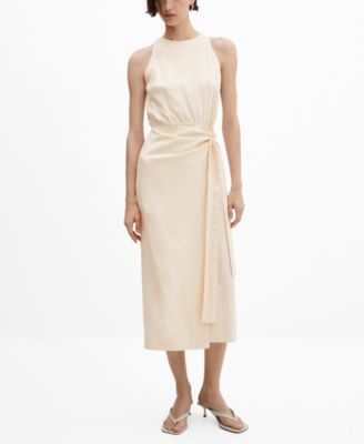 MANGO Women's Bow Linen-Blend Dress - Macy's