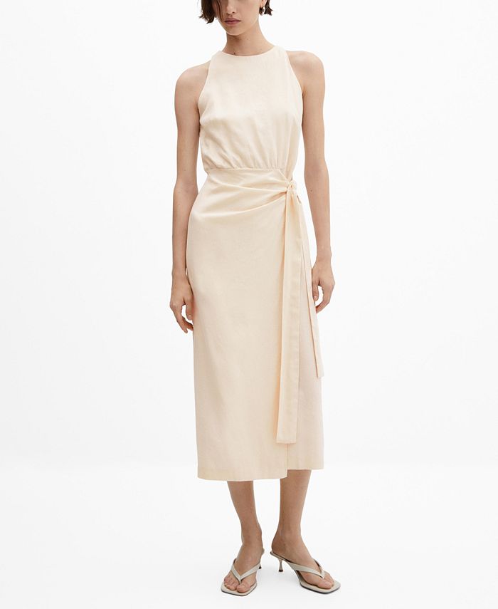 Mango linen outlet blend midi dress