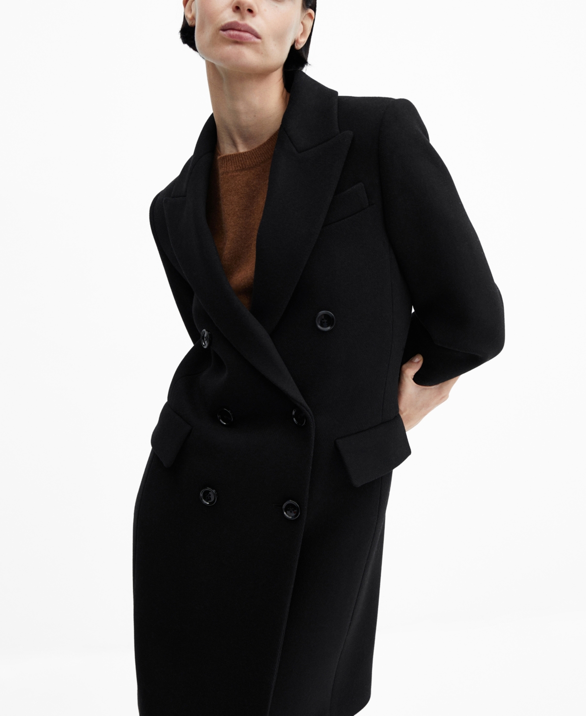Shop Mango Women's Wool Double-breasted Coat In Black