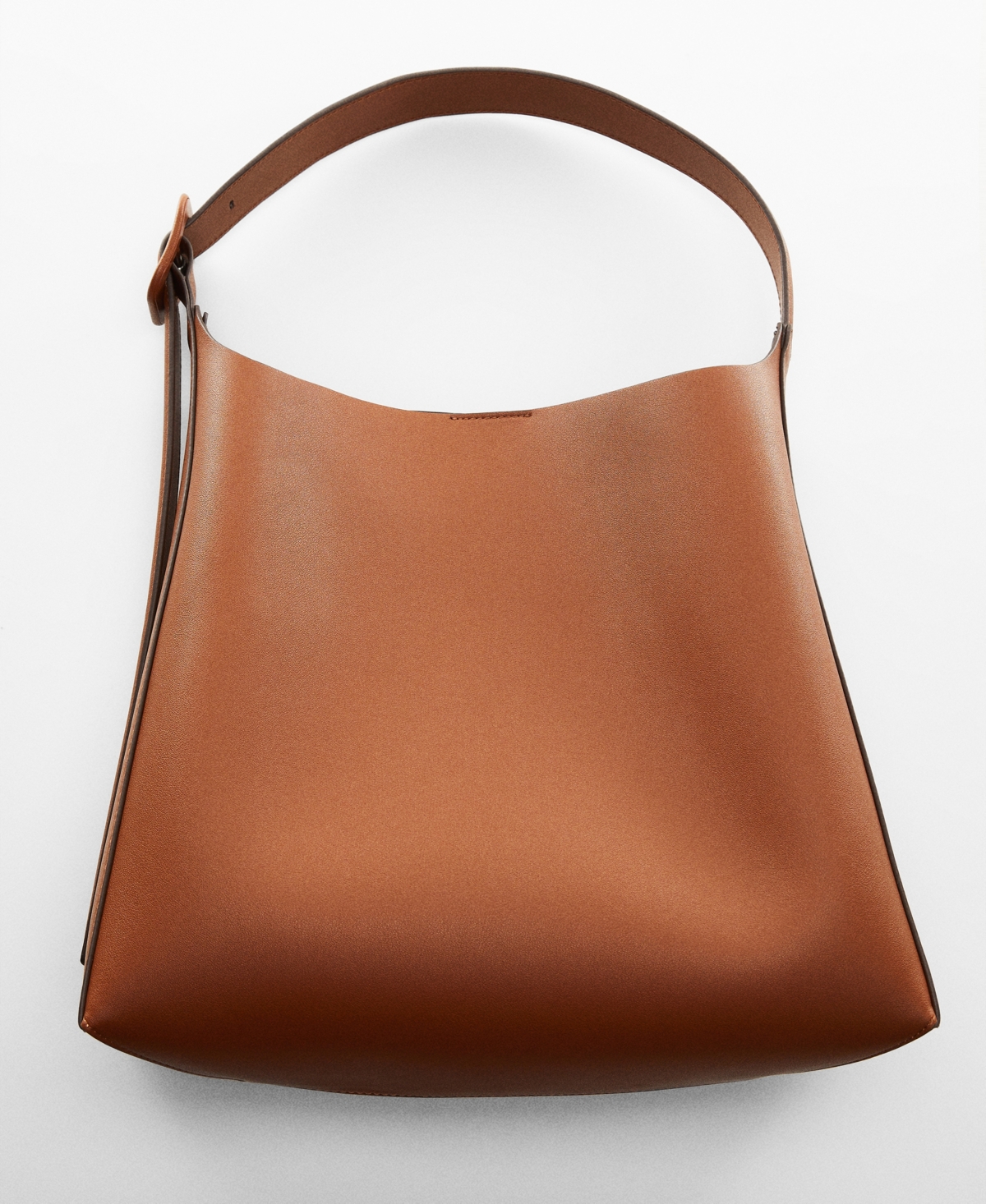 Shop Mango Women's Buckle Detail Shopper Bag In Leather