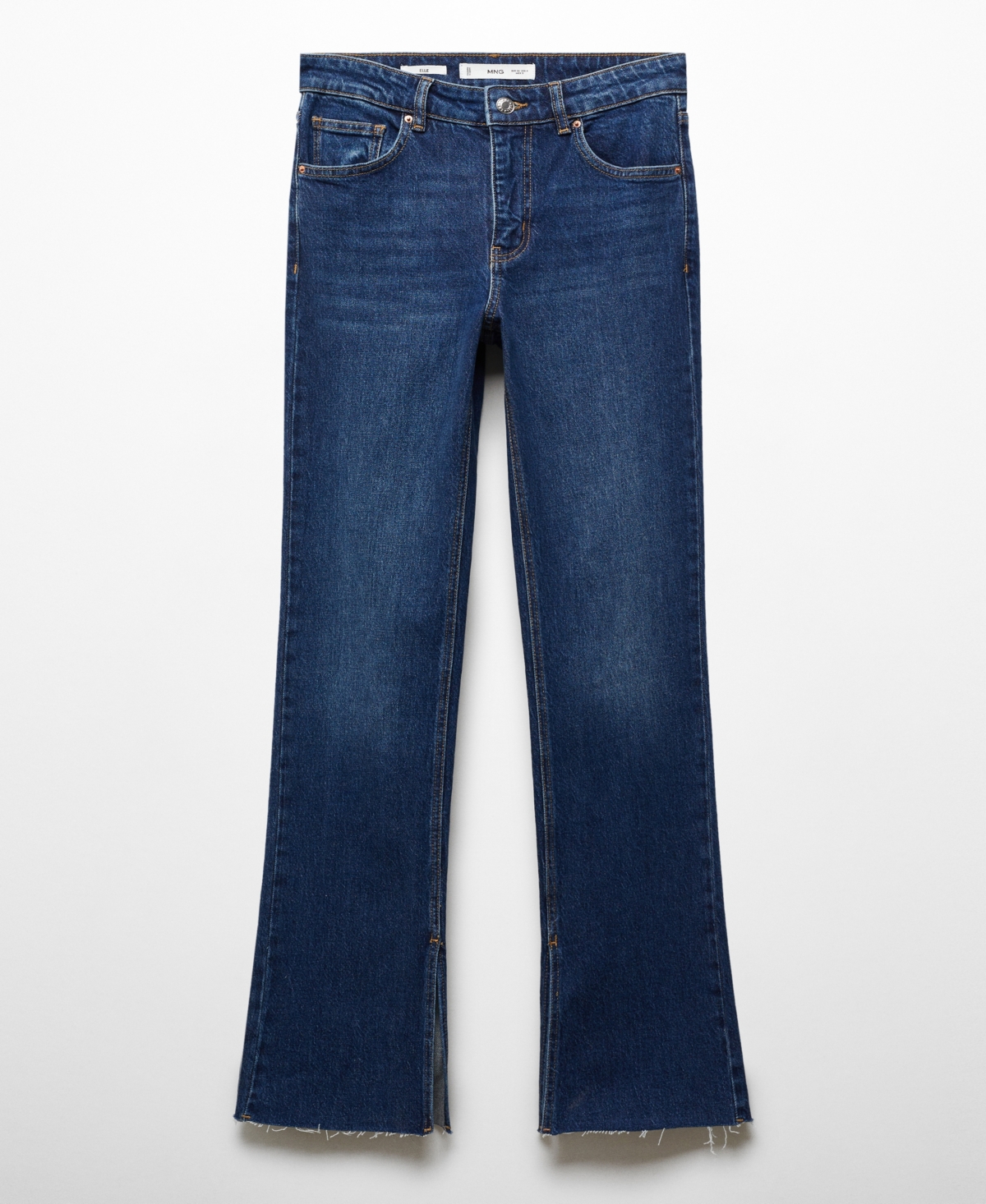 Mango Women's Slits Detail Mid-waist Flared Jeans In Dark Blue