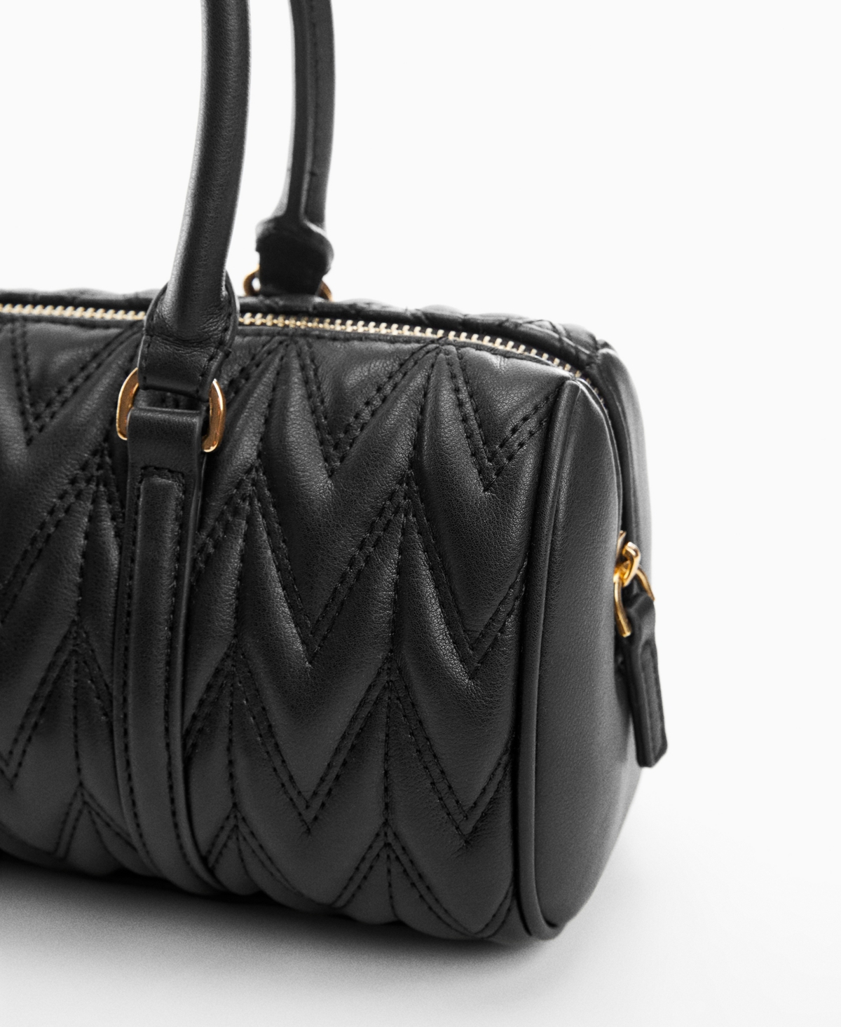 Shop Mango Women's Double-handle Quilted Bag In Black