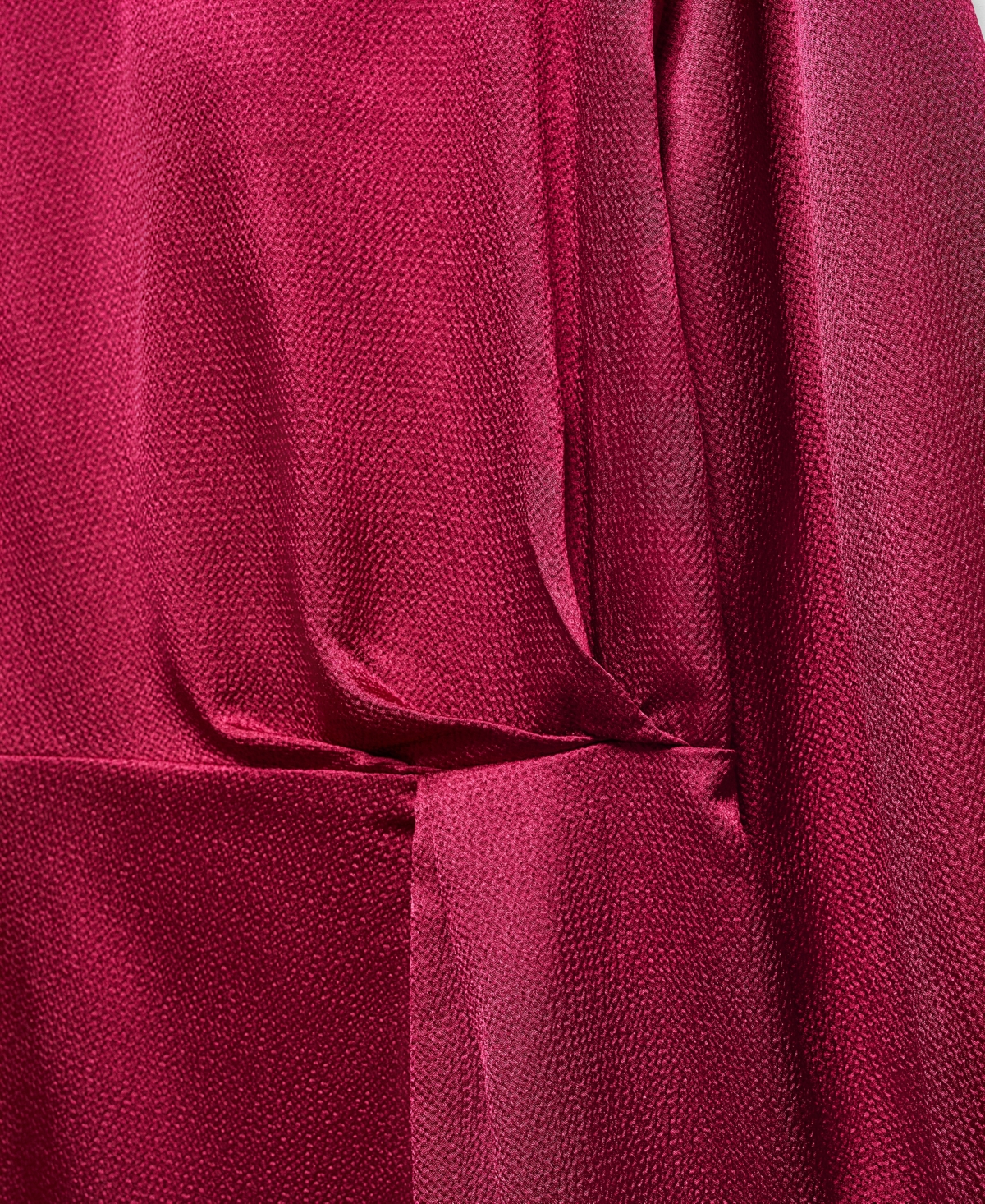 Shop Mango Women's Puffed Sleeves Satin Dress In Medium Red