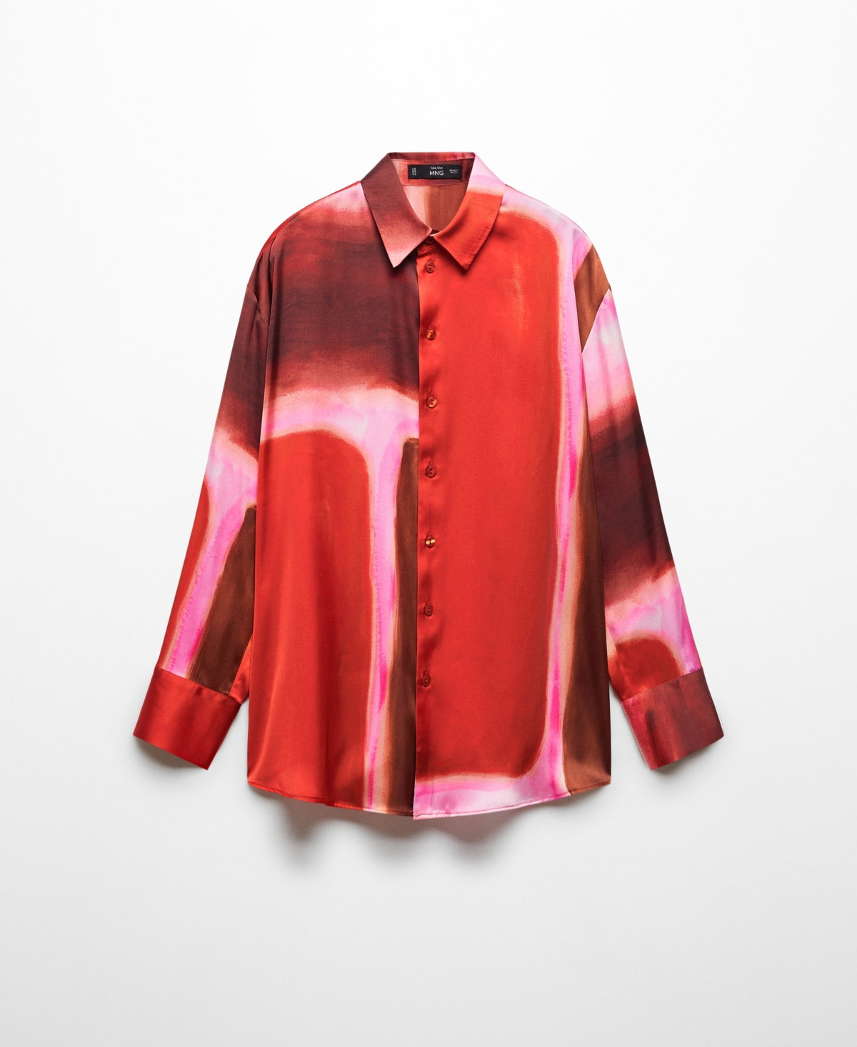 Shop Mango Women's Satin Print Shirt In Red