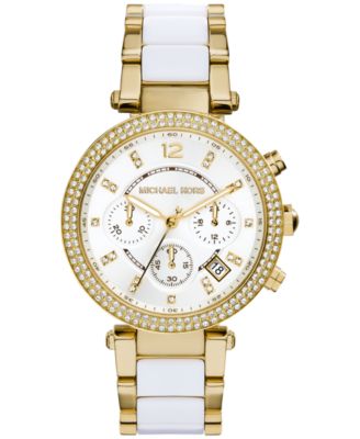 michael kors gold and white watch