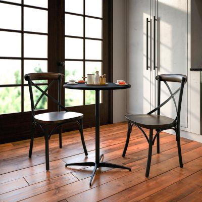 24" Round Wood Cocktail Table With 30" And 42" Columns