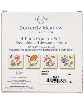 Butterfly Meadow Garden Cork Coasters, Set of 4