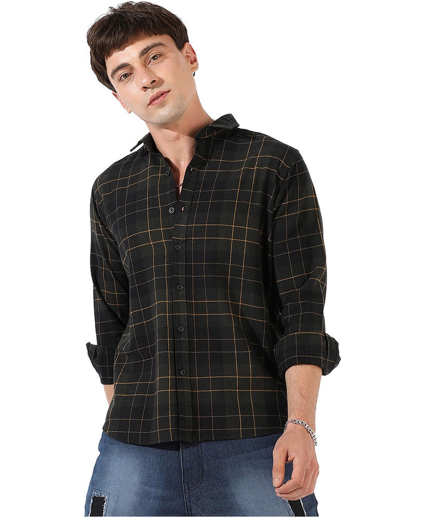Мужская рубашка Cahoot Checkered Casual, цвет: Тёмный зелёный — фото 1