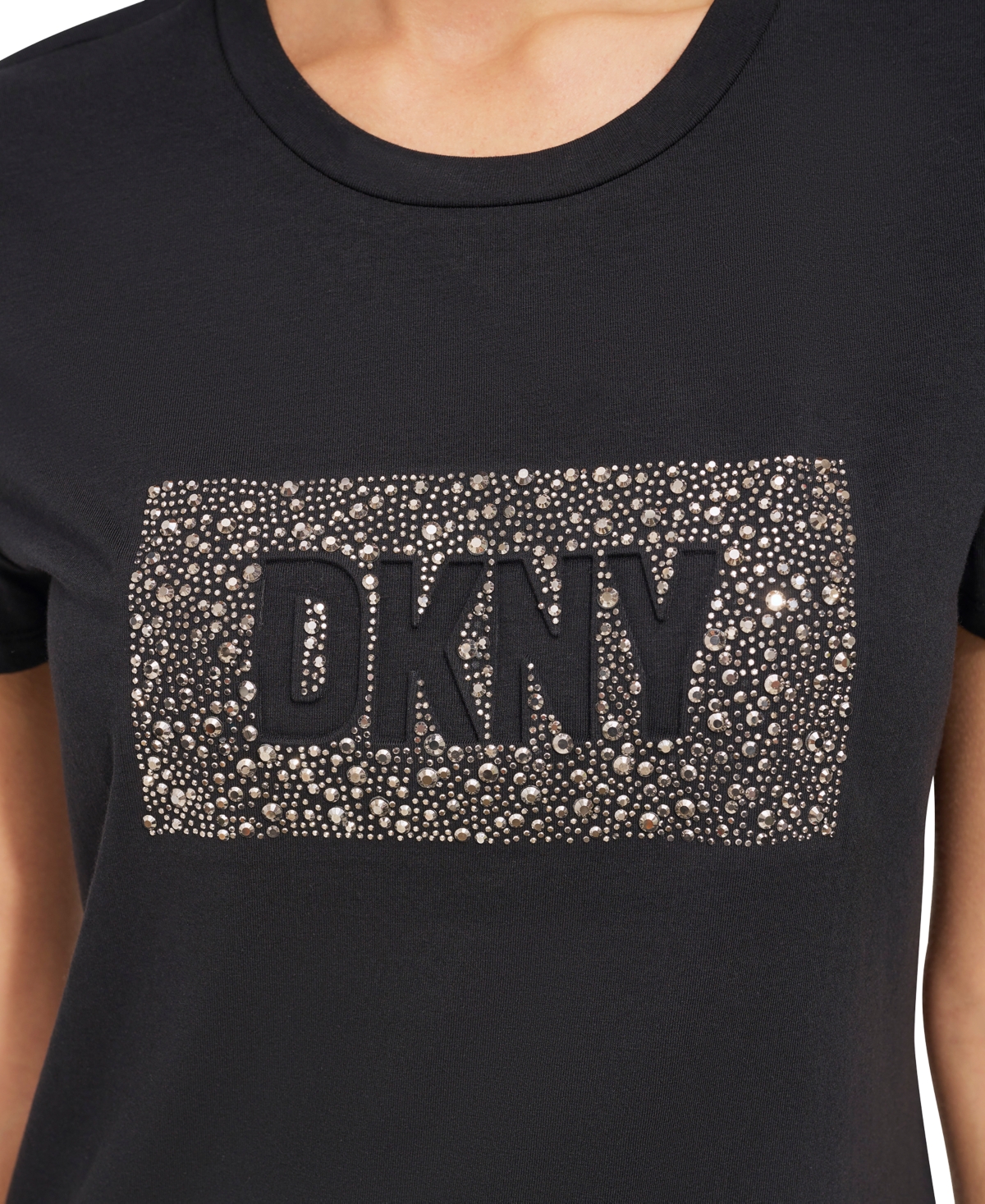 Dkny Women's Studded-Logo Crewneck Short-Sleeve Top