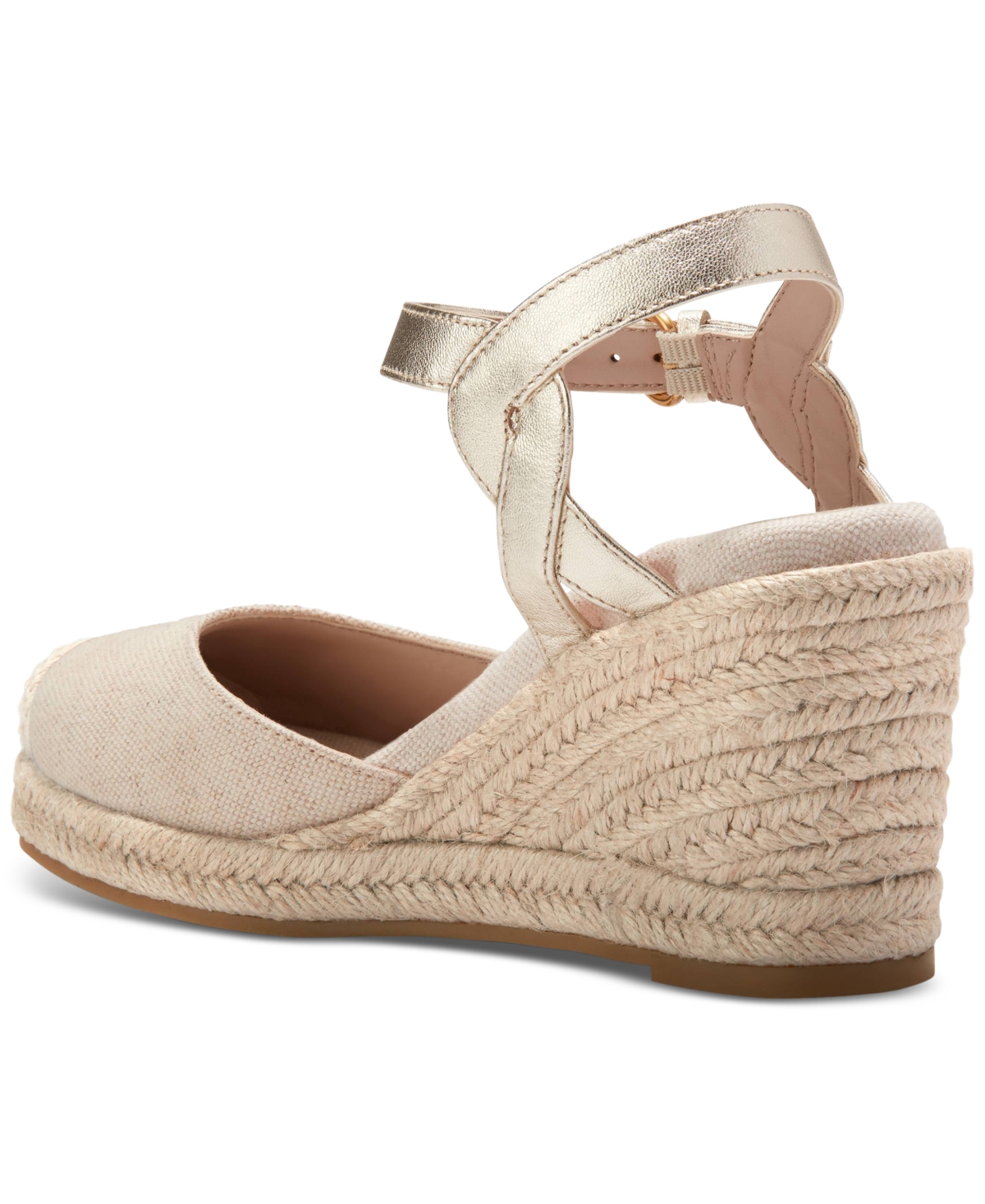 Shop Cole Haan Women's Cloudfeel Espadrille Ii Wedge Sandals In Natural Linen,soft Gold Leather