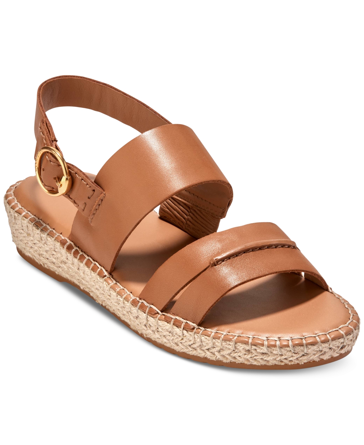 Shop Cole Haan Women's Cloudfeel Tilden Flat Sandals In Pecan Leather