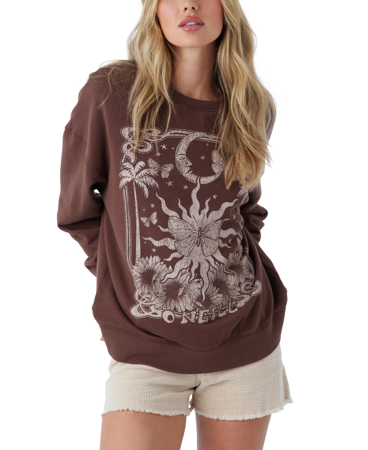 O'neill Juniors' Choice Graphic Sweatshirt, Created For Macy's In Mocha