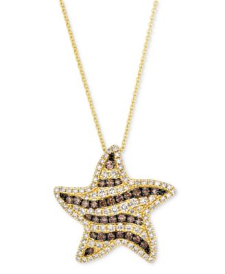 Le Vian - GODIVA x  Chocolate Diamond & Nude Diamond Starfish Adjustable 20" Pendant Necklace (1 ct. t.w.) in 14k Gold