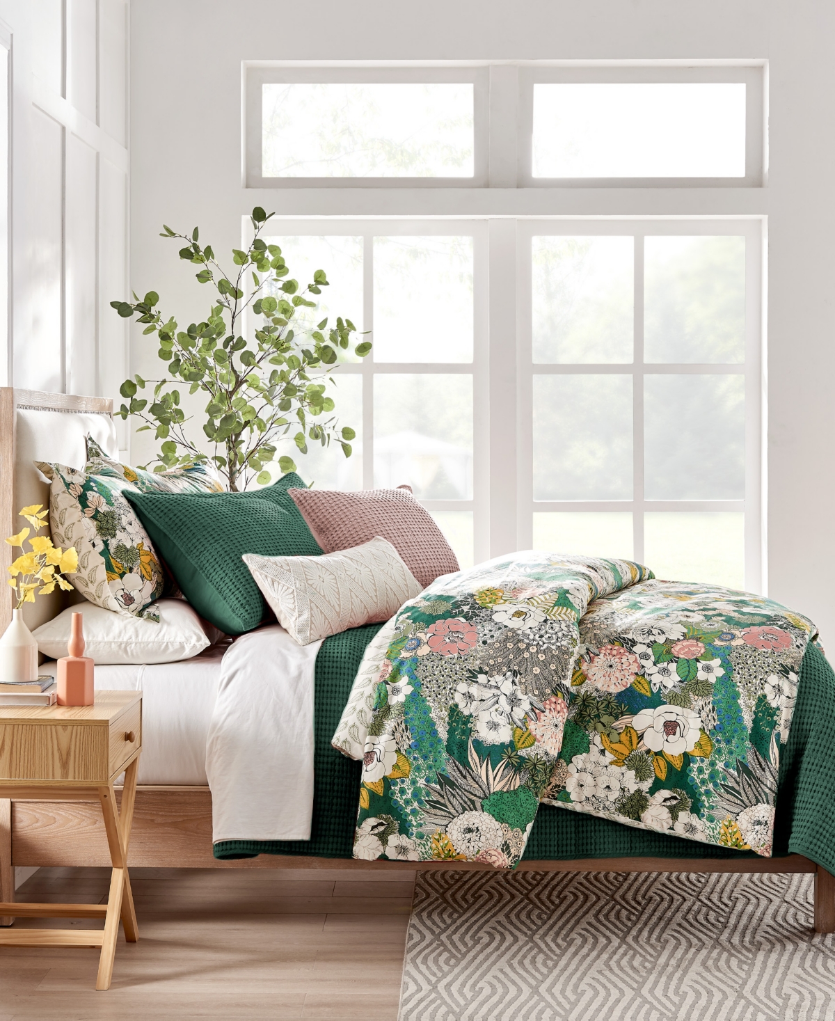Levtex Mills Waffle Textured 3-pc. Duvet Cover Set, Full/queen In Forest Green