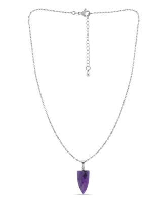 Silver Plated Multi Genuine Stone Pendant Necklace