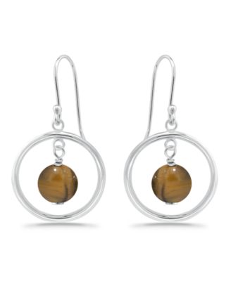 Macy's Silver Plated Multi Genuine Stone Circle Drop Earrings