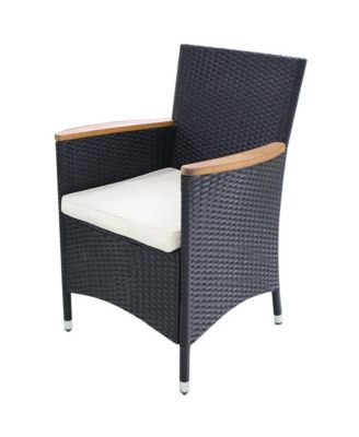 Patio Chairs 2 pcs with Cushions Poly Rattan Black