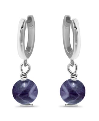 Silver Plated Multi Genuine Stone Huggie Hoop Earrings