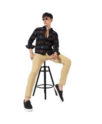 Men's Grey & Olive Green Gun Club Check Shirt