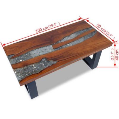 Coffee Table Multicolour Solid teak and mango wood with clear resin