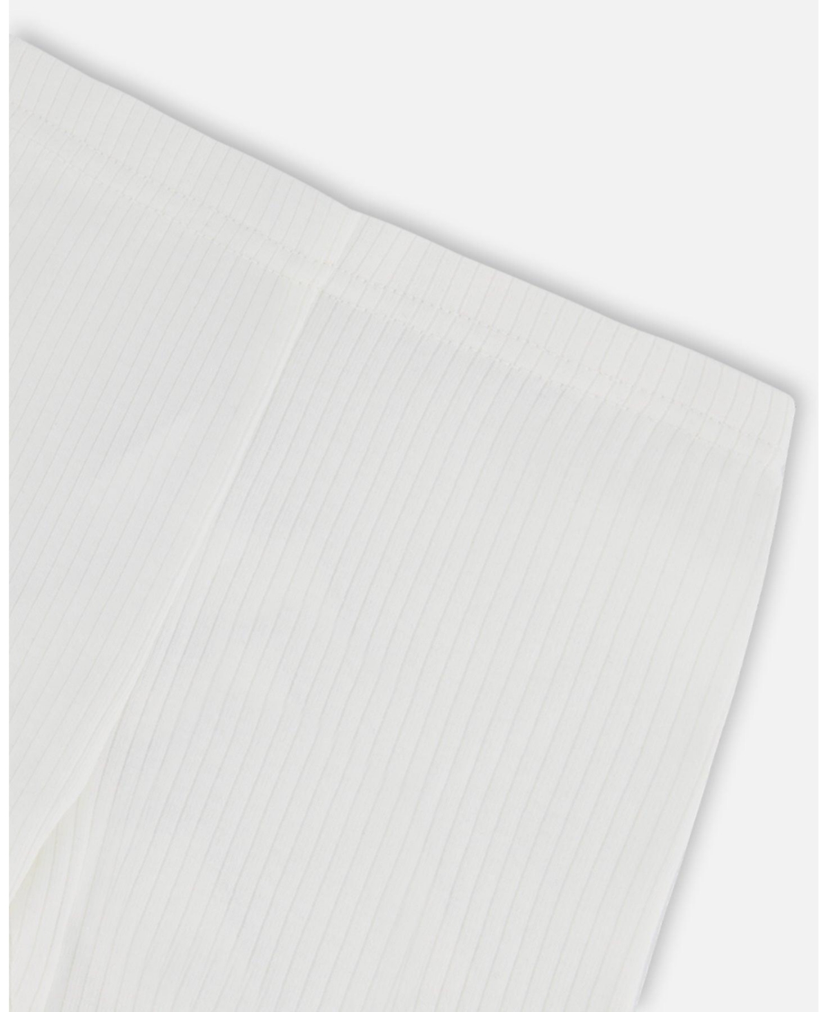 Girl Rib Capri Legging With Frill- Toddler Child - Off white
