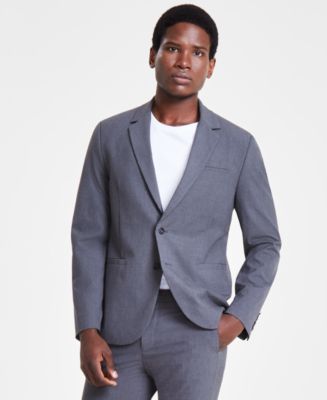 Calvin Klein Mens Refined Slim-Fit Stretch Suit Jacket - Cinder Block
