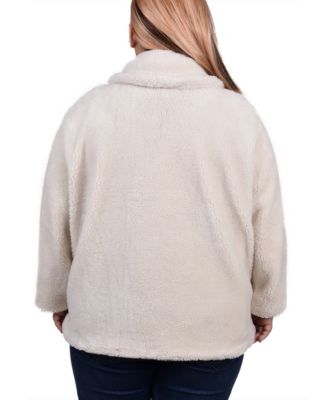 Plus Size Long Sleeve Double Breasted Sherpa Jacket