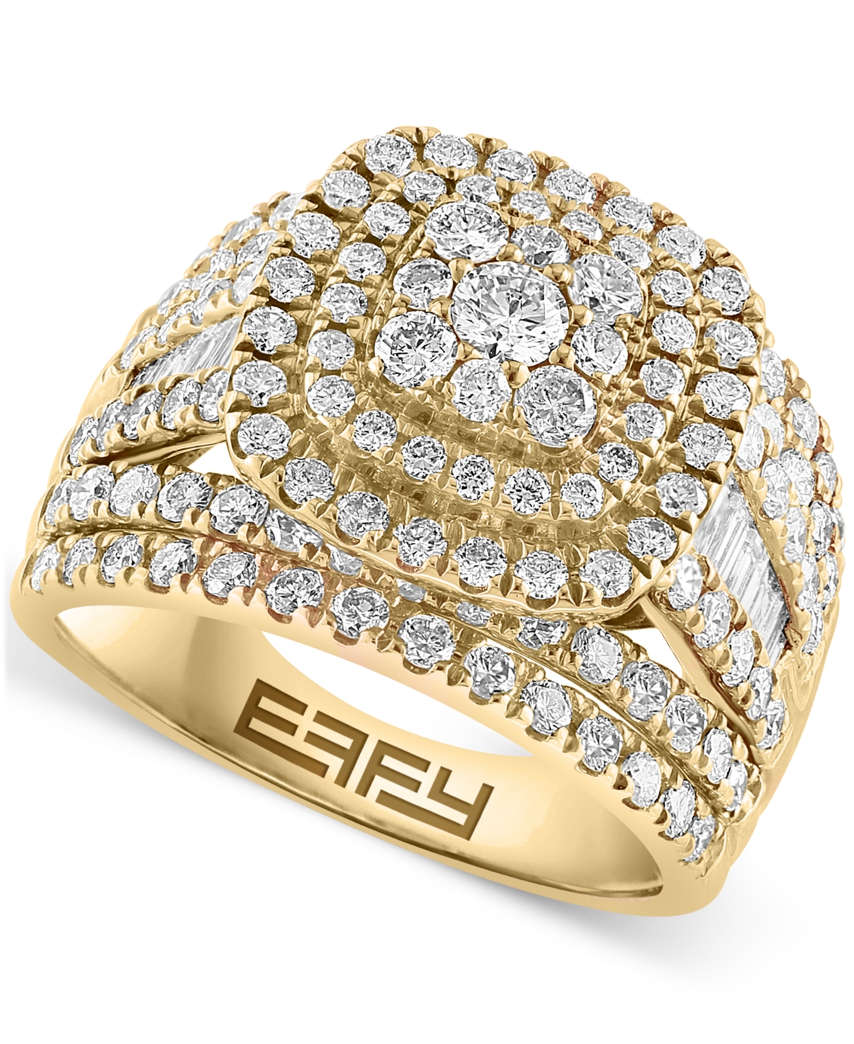 Effy Collection Effy Diamond Princess Shaped Halo Cluster Ring (2-1/2 Ct. T.w.) In 14k Gold In Yellow Gold