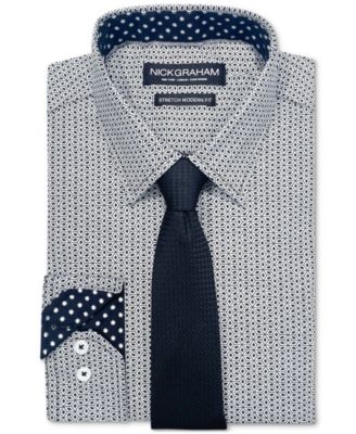 Nick Graham Men's Star Mosaic Dress Shirt & Tie Set - Macy's