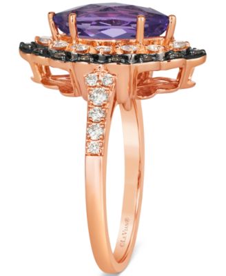 Grape Amethyst (1-3/8 ct. t.w.) & Diamond (3/8 ct. t.w.) Marquise Halo Ring in 14k Rose Gold