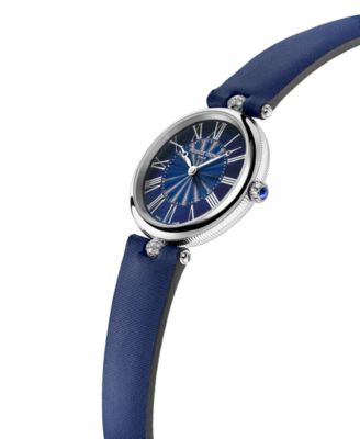 Women's Swiss Art Deco Diamond (1/10 ct. t.w.) Blue Satin Strap Watch 30mm