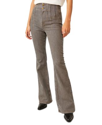 Free People - Women's Cotton-Blend Jayde Flare Railroad Jeans