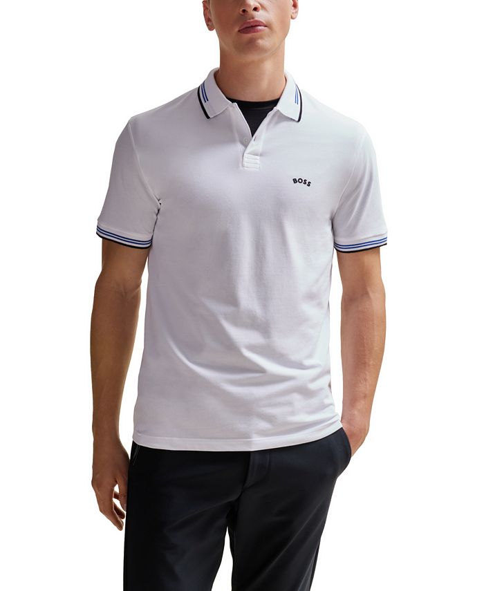 Hugo Boss Men's Branded Undercollar Slim-Fit Polo Shirt - Macy's